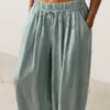 Pantalones de estilo globo 100 % lino