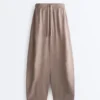Pantalones de estilo globo 100 % lino