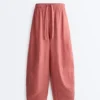 Pantalones de estilo globo 100 % lino