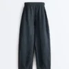 Pantalones de estilo globo 100 % lino
