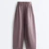 Pantalones de estilo globo 100 % lino