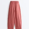 Pantalones de estilo globo 100 % lino