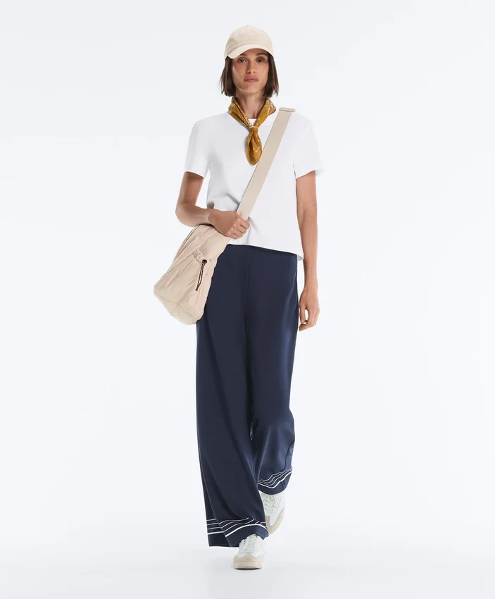 Pantalones de modal Soft Touch con detalle de rayas marineras Pantalones de modal Soft Touch con detalle de rayas marineras
