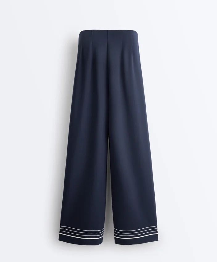 Pantalones de modal Soft Touch con detalle de rayas marineras Pantalones de modal Soft Touch con detalle de rayas marineras