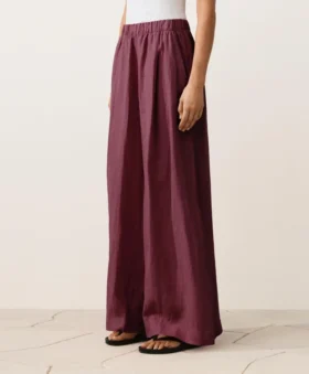 Pantalones de pierna ancha 100 % lino