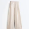 Pantalones de pierna ancha 100 % lino Pantalones de pierna ancha 100 % lino