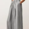 Pantalones de pierna ancha a rayas 100 % lino Pantalones de pierna ancha a rayas 100 % lino