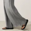 Pantalones de pierna ancha a rayas 100 % lino Pantalones de pierna ancha a rayas 100 % lino