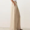 Pantalones de pierna ancha a rayas 100 % lino Pantalones de pierna ancha a rayas 100 % lino
