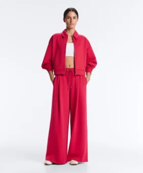 Pantalones de pierna ancha con pliegues de piqué y algodón Pantalones de pierna ancha con pliegues de piqué y algodón