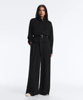 Pantalones de pierna ancha de modal Soft Touch con detalle de pliegues en la cintura