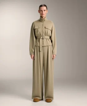 Pantalones de pierna ancha de modal Soft Touch con detalle de pliegues en la cintura