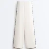 Pantalones de pierna ancha de modal Soft Touch con ribete en contraste