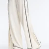 Pantalones de pierna ancha de modal Soft Touch con ribete en contraste
