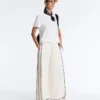Pantalones de pierna ancha de modal Soft Touch con ribete en contraste