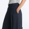Pantalones de pierna ancha de piqué de algodón a rayas