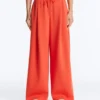 Pantalones de pierna ancha de piqué de algodón con pliegues
