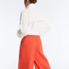 Pantalones de pierna ancha de piqué de algodón con pliegues