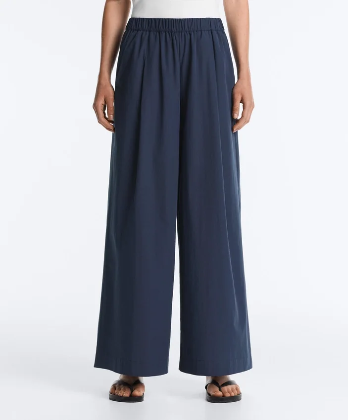 Pantalones de pierna ancha de popelín 100 % algodón Pantalones de pierna ancha de popelín 100 % algodón