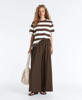 Pantalones de pierna ancha de popelín 100 % algodón