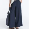 Pantalones de pierna ancha de popelín 100 % algodón Pantalones de pierna ancha de popelín 100 % algodón