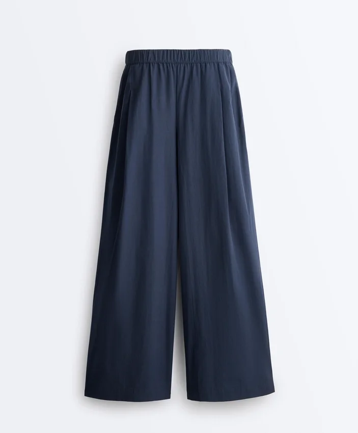 Pantalones de pierna ancha de popelín 100 % algodón Pantalones de pierna ancha de popelín 100 % algodón