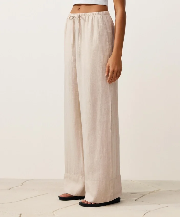 Pantalones de pierna recta 100 % lino Pantalones de pierna recta 100 % lino