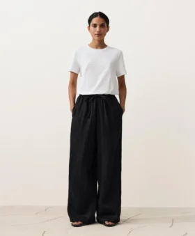Pantalones de pierna recta 100 % lino