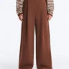 Pantalones de piqué de algodón de corte ancho y talle alto Pantalones de piqué de algodón de corte ancho y talle alto