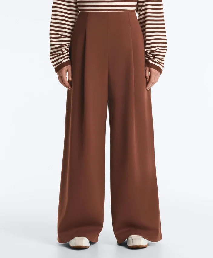 Pantalones de piqué de algodón de corte ancho y talle alto Pantalones de piqué de algodón de corte ancho y talle alto