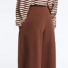 Pantalones de piqué de algodón de corte ancho y talle alto Pantalones de piqué de algodón de corte ancho y talle alto