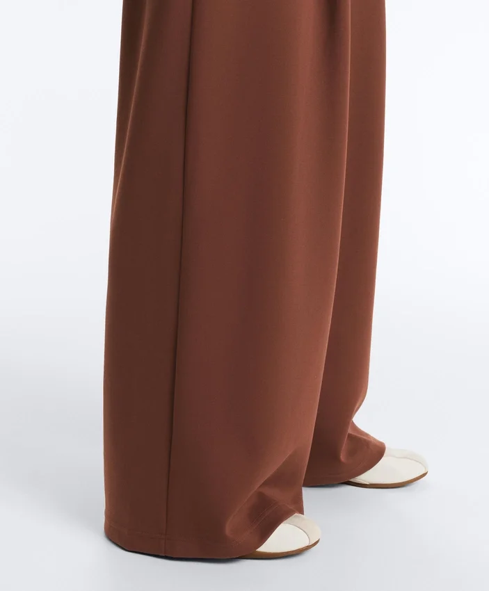 Pantalones de piqué de algodón de corte ancho y talle alto Pantalones de piqué de algodón de corte ancho y talle alto