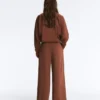 Pantalones de piqué de algodón de corte ancho y talle alto Pantalones de piqué de algodón de corte ancho y talle alto