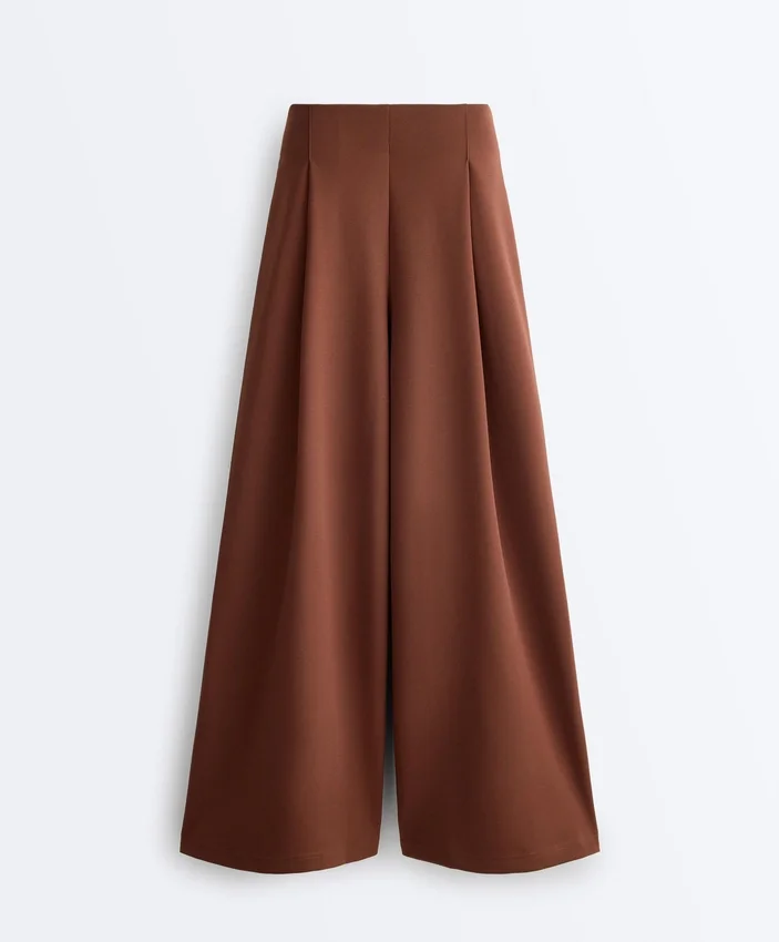 Pantalones de piqué de algodón de corte ancho y talle alto Pantalones de piqué de algodón de corte ancho y talle alto