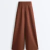 Pantalones de piqué de algodón de corte ancho y talle alto Pantalones de piqué de algodón de corte ancho y talle alto