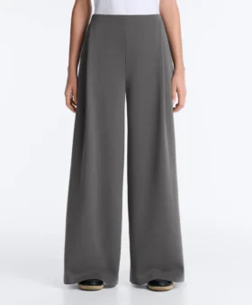 Pantalones de piqué de algodón de talle alto y corte ancho