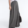 Pantalones de piqué de algodón de talle alto y corte ancho Pantalones de piqué de algodón de talle alto y corte ancho