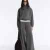 Pantalones de piqué de algodón de talle alto y corte ancho Pantalones de piqué de algodón de talle alto y corte ancho