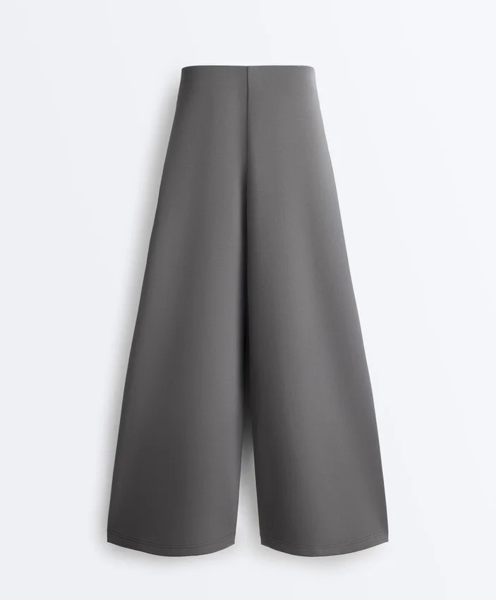 Pantalones de piqué de algodón de talle alto y corte ancho Pantalones de piqué de algodón de talle alto y corte ancho