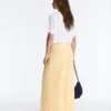 Pantalones de piqué de pierna ancha con algodón