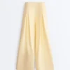 Pantalones de piqué de pierna ancha con algodón