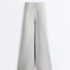 Pantalones de piqué jaspeado de corte recto