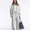 Pantalones de piqué jaspeado de corte recto