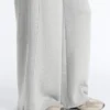 Pantalones de piqué jaspeado de corte recto
