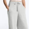 Pantalones de piqué jaspeado de corte recto
