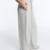 Pantalones de piqué jaspeado de corte recto