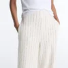 Pantalones de talle alto de pierna ancha con rayas finas y tacto Soft Touch Pantalones de talle alto de pierna ancha con rayas finas y tacto Soft Touch