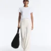 Pantalones de talle alto de pierna ancha con rayas finas y tacto Soft Touch Pantalones de talle alto de pierna ancha con rayas finas y tacto Soft Touch