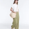 Pantalones de talle alto de pierna ancha con rayas finas y tacto Soft Touch Pantalones de talle alto de pierna ancha con rayas finas y tacto Soft Touch