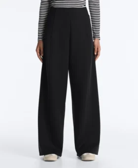 Pantalones de talle alto y corte ancho con efecto neopreno